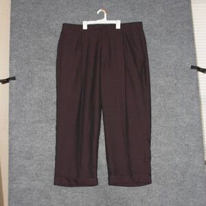 Stacy Adams Dress Pants Mens 48x32 Burgundy Wool Blend Formal Business Wear
